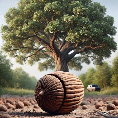 Australischer Sandelholzbaum mit Nuss zur Gewinnung von Sandelholz Nuss Öl